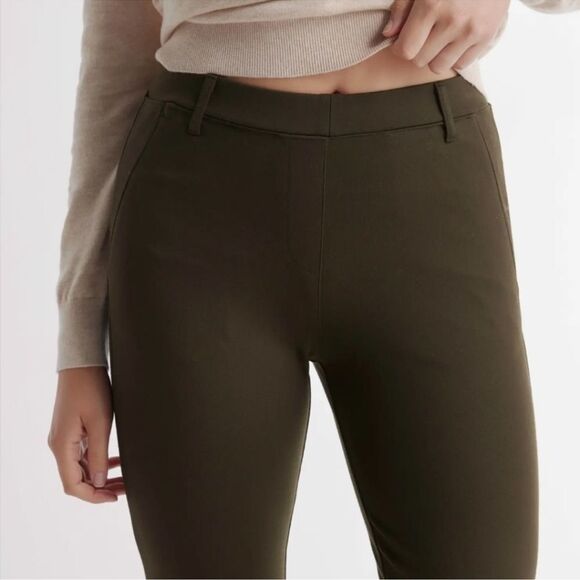 Quince Olive Green Ultra Stretch Ponte Bootcut Pull On Pants Size Large Petite - Picture 3 of 10